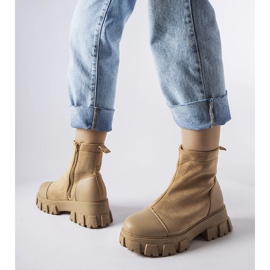 Muncitori din piele ecologică bej cu benzi Milo 1