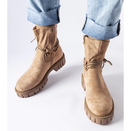 Botine bej cu cravate Averardo 1