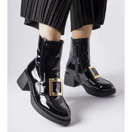 Botine negre lacuite cu toc de la Girardi negru 1