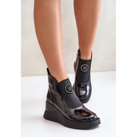 Cizme cu pană din piele S.Barski MR870-22 Negru 2