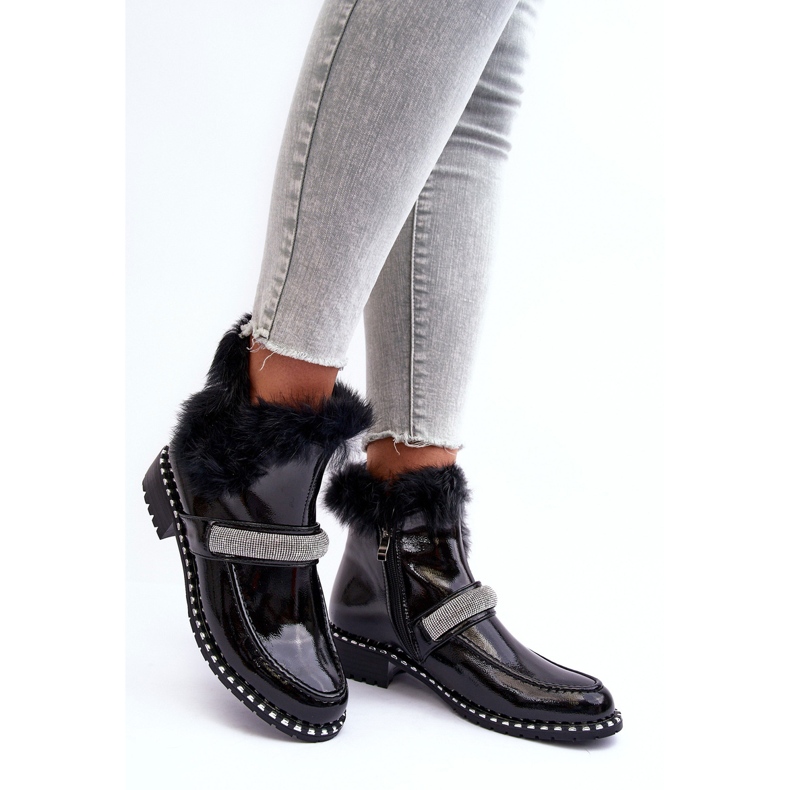 Cizme Low Brevet Cu Blana si Decorat S.Barski MR870-74 Negru 2