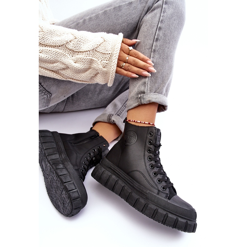 Pantofi Izolați Din Piele Cu Fermoar Big Star MM274625 Negru 2