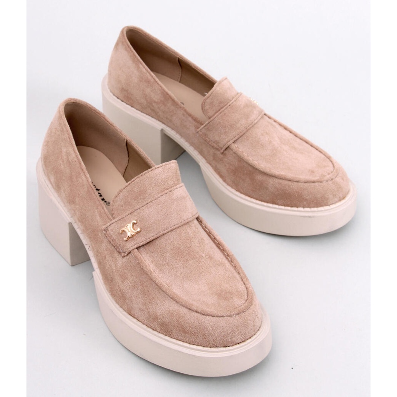 Mocasini cu toc Coniff Khaki bej 1