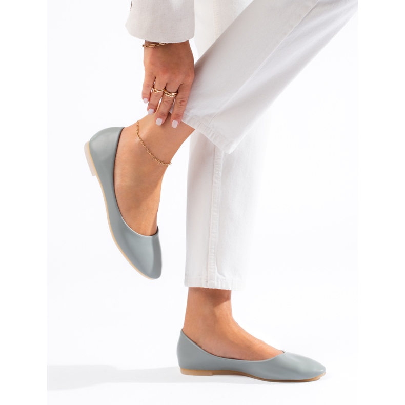 Balerini gri de dama din piele ecologica Shelovet 1