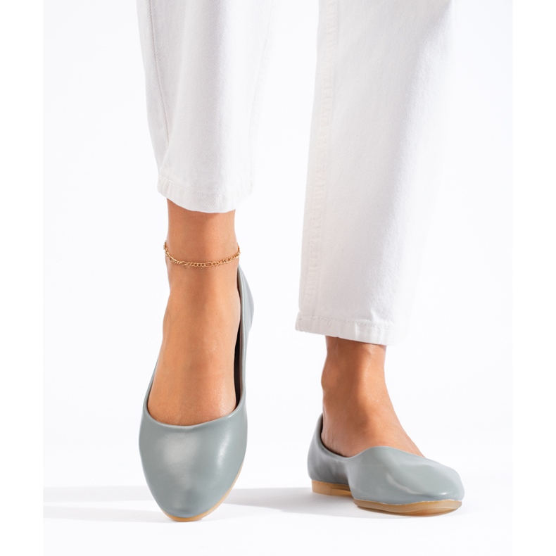 Balerini gri de dama din piele ecologica Shelovet 2