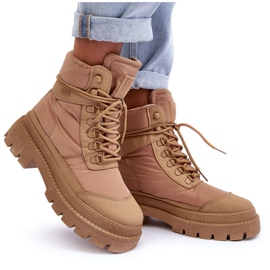 Botine izolate Trappers de damă pe platformă și toc plat Big Star MM274340 bej 10