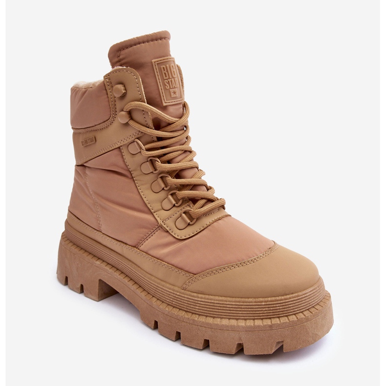 Botine izolate Trappers de damă pe platformă și toc plat Big Star MM274340 bej 2