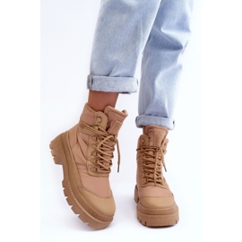 Botine izolate Trappers de damă pe platformă și toc plat Big Star MM274340 bej 5
