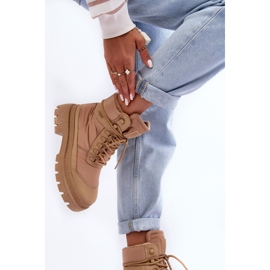 Botine izolate Trappers de damă pe platformă și toc plat Big Star MM274340 bej 7