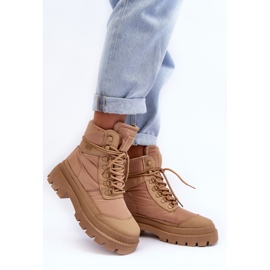 Botine izolate Trappers de damă pe platformă și toc plat Big Star MM274340 bej 4