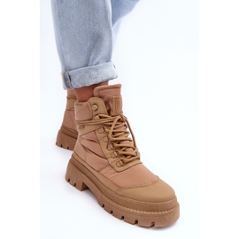 Botine izolate Trappers de damă pe platformă și toc plat Big Star MM274340 bej 8