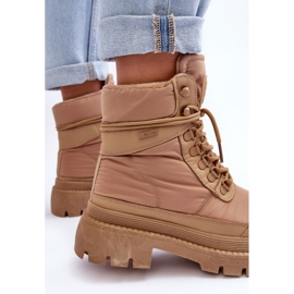 Botine izolate Trappers de damă pe platformă și toc plat Big Star MM274340 bej 1