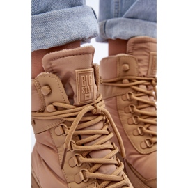 Botine izolate Trappers de damă pe platformă și toc plat Big Star MM274340 bej 9