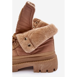 Botine izolate Trappers de damă pe platformă și toc plat Big Star MM274340 bej 3
