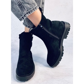 Lanier Botine negre din piele intoarsa negru 1