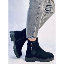 Lanier Botine negre din piele intoarsa negru 2