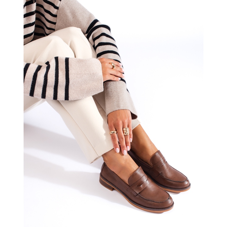 Mocasini de dama maro Shelovet cu toc joasa 1