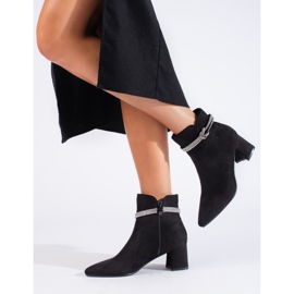 Botine de dama clasice din piele intoarsa neagra Shelovet negru 1