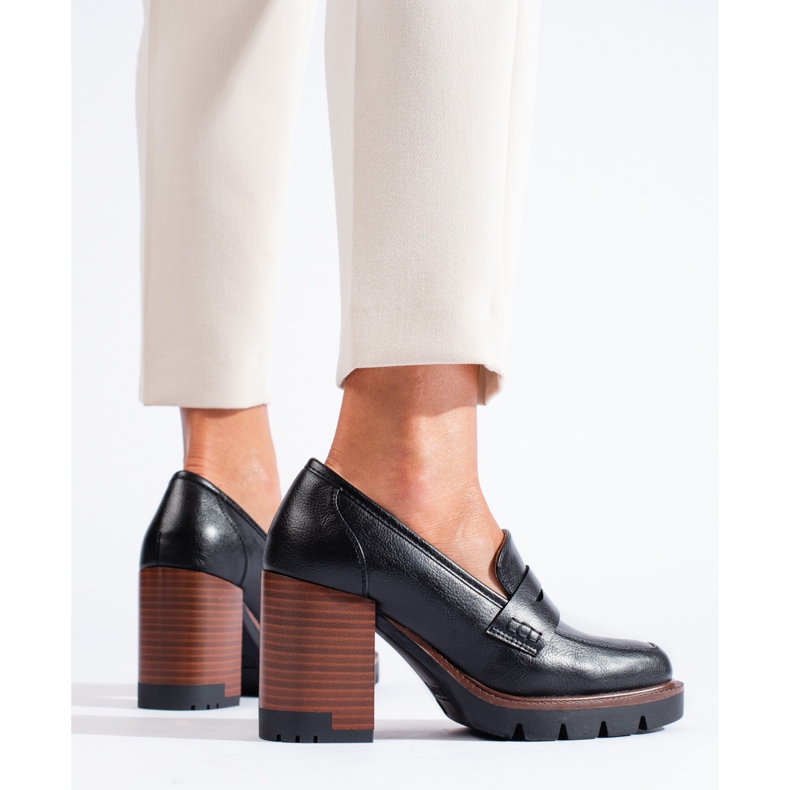 Pantofi eleganti de dama negri cu toc de la Shelovet negru 2