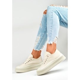 Adidasi de dama bej deschis cu talpa groasa 1