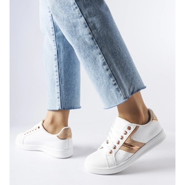 Tenisi albi cu accent Rizzo auriu roz 1