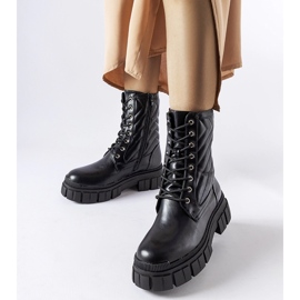 Cizme de muncitori negre decorate cu matlasare Fiacre negru 1