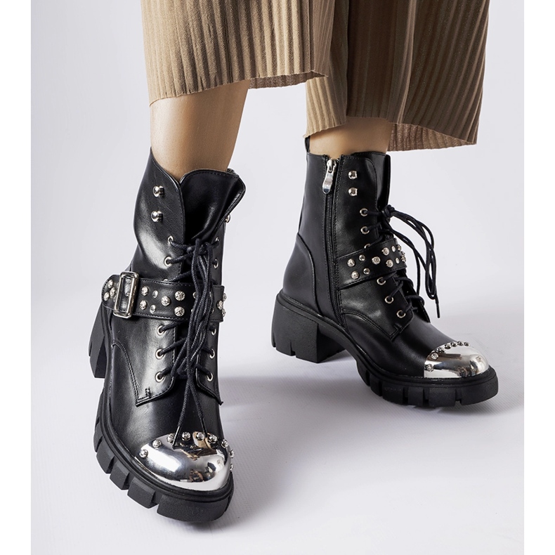 Cizme decorative negre Garret cu toc plat negru 1