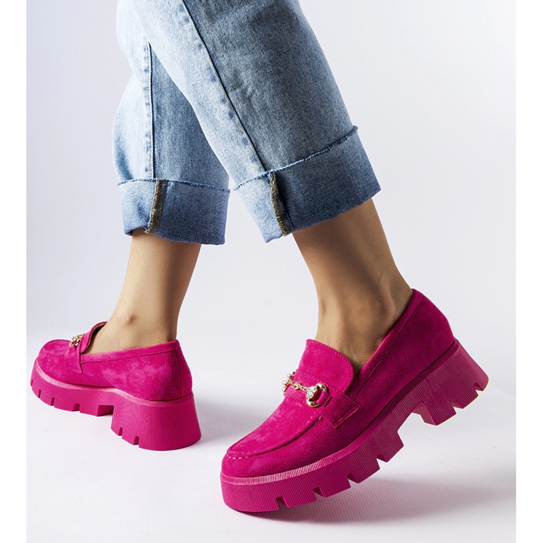 Mocasini roz cu cataramă și strasuri de la Gaiola 1