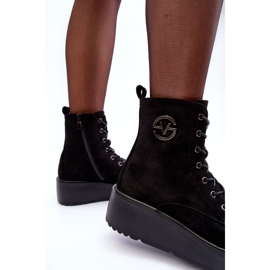 Vinceza Botine de muncitor din piele intoarsa pe o platforma masiva Lavica neagra negru 1