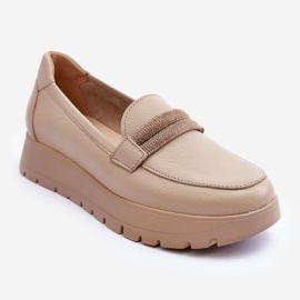 Pantofi Platforma Piele Cu Decorat, Bej Deschis Lemar Lehira 1