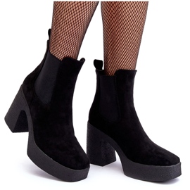 PS1 Botine din piele intoarsa pe un toc masiv negru Sunilda 10