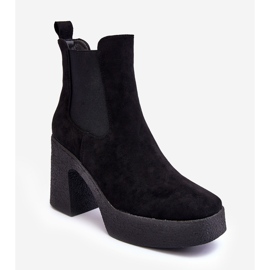 PS1 Botine din piele intoarsa pe un toc masiv negru Sunilda 9