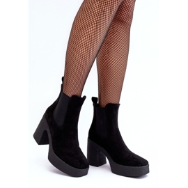 PS1 Botine din piele intoarsa pe un toc masiv negru Sunilda 3