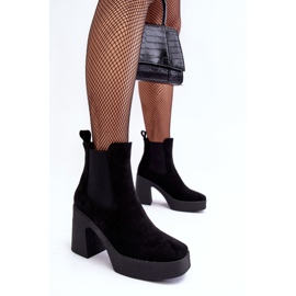PS1 Botine din piele intoarsa pe un toc masiv negru Sunilda 6