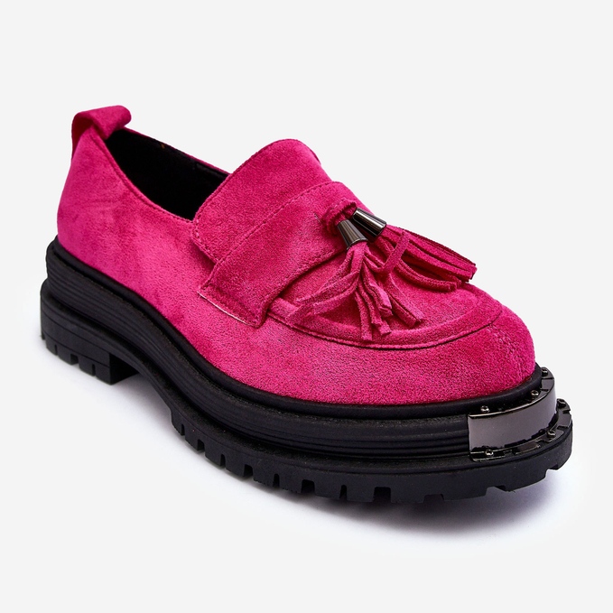 PS1 Pantofi din piele intoarsa Mocasini dama fucsia Ramvli roz 1