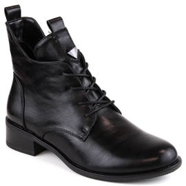 Botine izolate cu șireturi și fermoar M.Daszyński W SAN18, negre negru 1