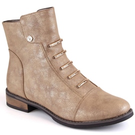 Botine izolate cu toc plat Jezzi W JEZ52H, bej 1