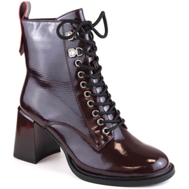 Botine patentate cu toc înalt D&amp;A S.Barski Premium Collection W OLI225C visiniu roșu 1