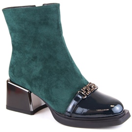 Botine D&amp;A S.Barski Premium Collection cu toc decorativ W OLI231B verde 1