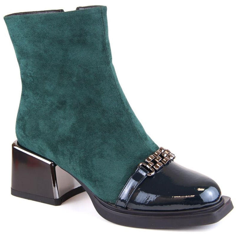 Botine D&amp;A S.Barski Premium Collection cu toc decorativ W OLI231B verde 1