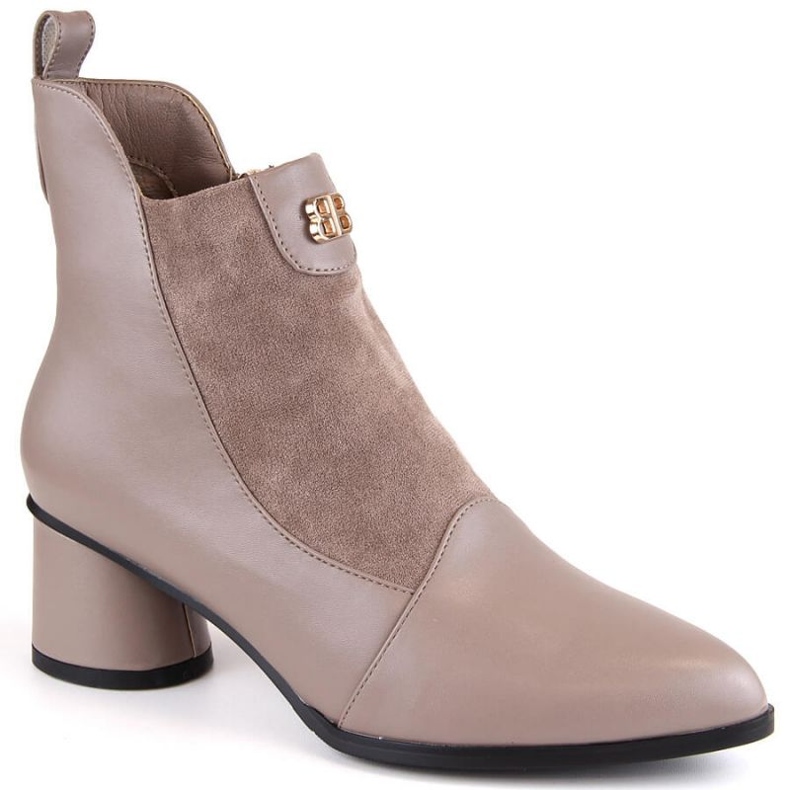 Botine cu toc înalt D&amp;A S.Barski Premium Collection W OLI232B, bej 1