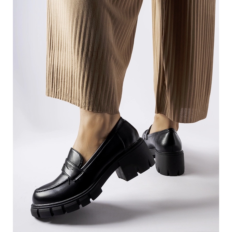 Mocasini clasici negri cu bloc Dina negru 1