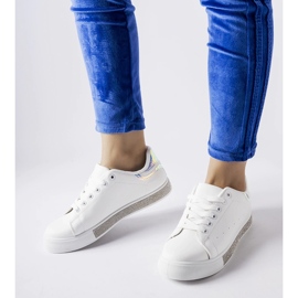 Tenisi clasici albi cu strasuri Dina 1