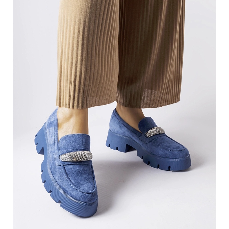 Mocasini albastri cu strasuri Macario albastru 2