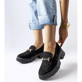 Mocasini negri cu cataramă și strasuri de la Gaiola negru 1