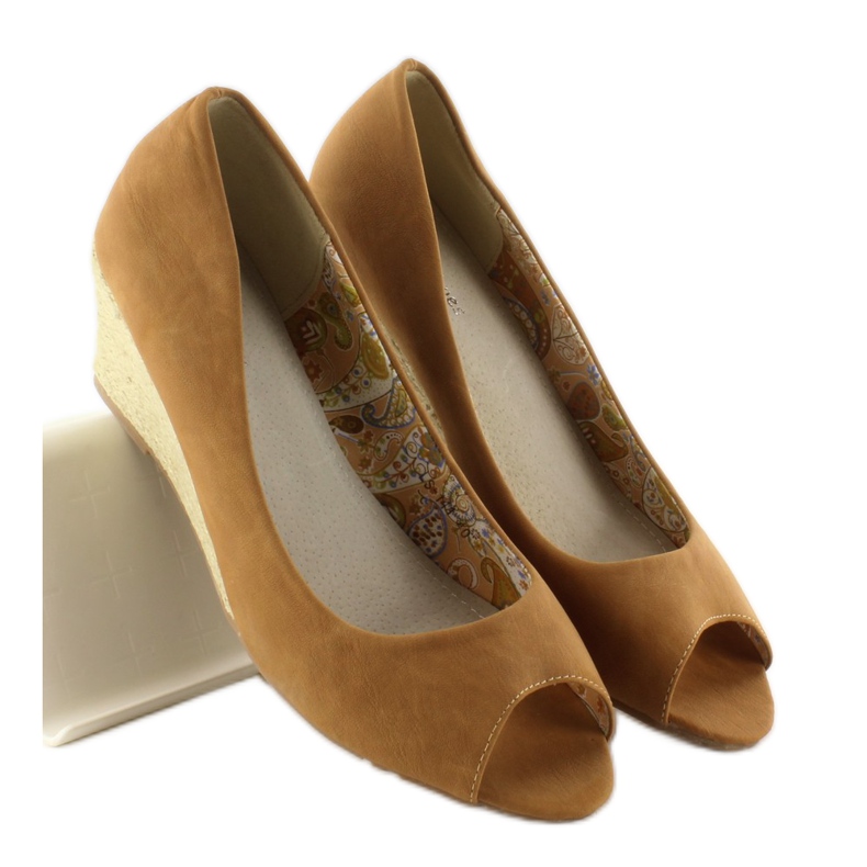 Espadrile pene Ls-141 camel maro 1