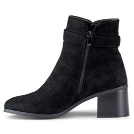 Botine negre cu toc mic, cu cataramă negru 1