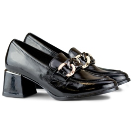 Pantofi negri pentru damă cu toc joasă negru 1