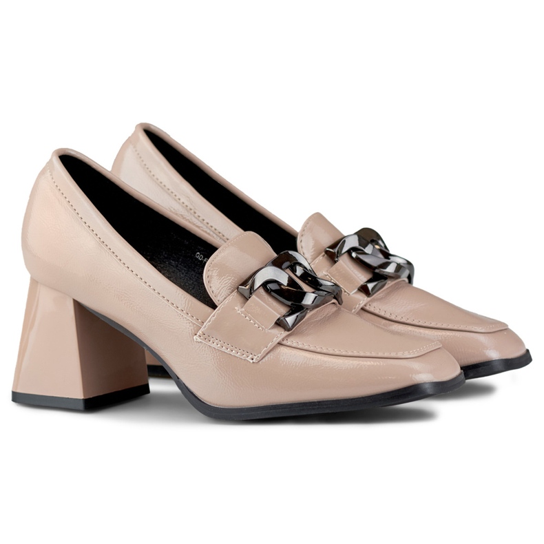 Mocasini de dama din piele lacuita bej 1 Mocasini de dama din piele lacuita bej 1