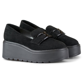 Pantofi de dama negri confortabili cu platforma negru 2 Pantofi de dama negri confortabili cu platforma negru 2